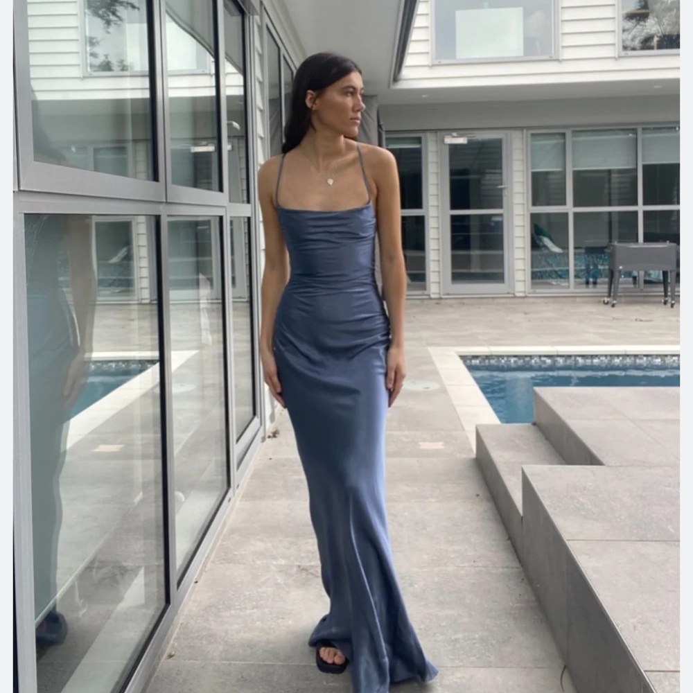 Shona Joy LA LUNE LACE BACK MAXI DRESS - BLUE SMOKE - Picture 2 of 7